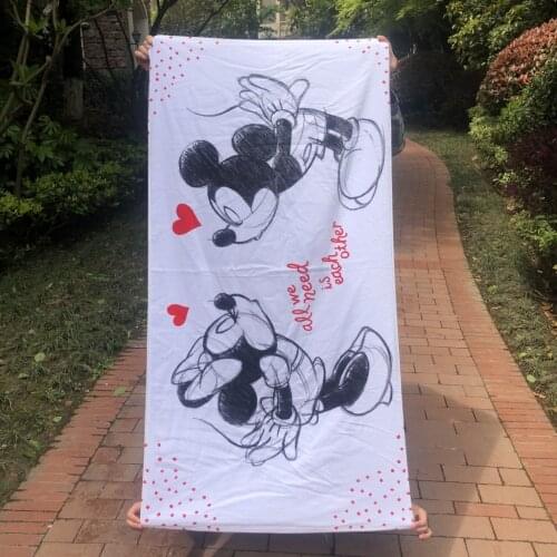 White Black Disney Minnie Mickey Mouse Bath Towel Frozen Cartoon Pool Beach Towel Soft Absorbent 100% Cotton Kid Swimming Towel