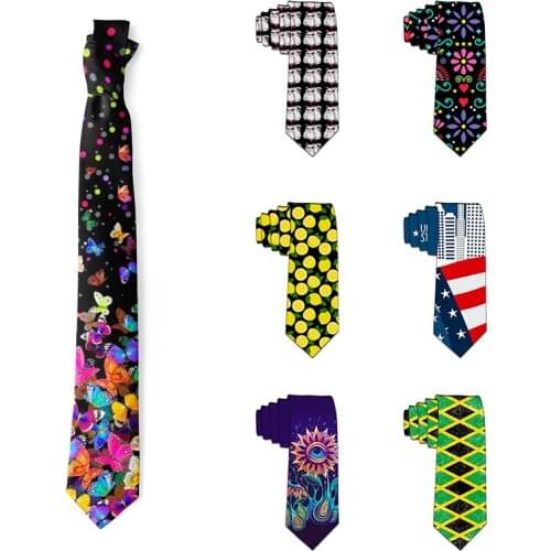 3D Floral Print Tie For Men Polyester 8cm Wide Casual Wedding Shirt Accessories Suit Fashion Flower Narrow Women Male Necktie