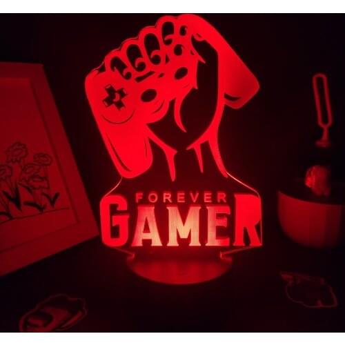 FOREVER GAMER Gamepad 3D Lamps Led RGB Night Lights Birthday Cool Neon Gift For Friend Bed Gaming Room Table Colorful Decoration
