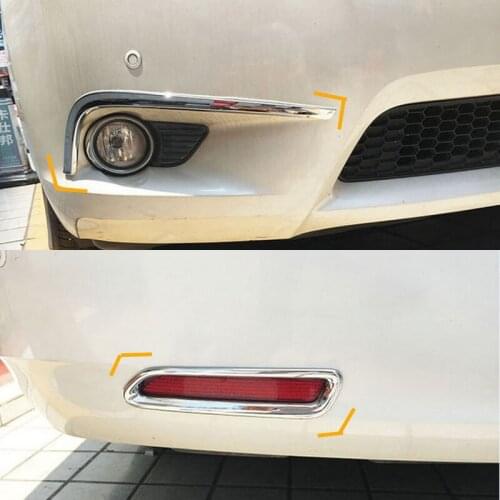 Chromed ABS Plastic 4PCS Front + Rear Fog Light Lamp Cover Trim For Toyota Sienna 2011 12 13 14 15 16