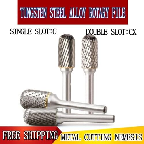 Carbide abrasive rotary file C(CX) type 6mm shank diameter tungsten steel metal milling cutter hand tool parts milling aluminum
