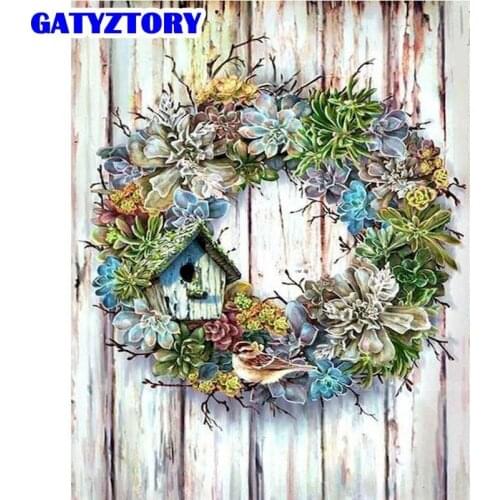 GATYZTORY 40x50cm Frame Picture By Numbers Kits For Adults Children Garland On Door Landscape Oil Picture By Number Home Decor