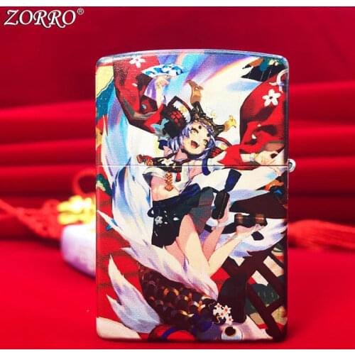 ZORRO Kerosene Pure Copper Lighter Youthful and Beautiful Cartoon Character Personality Grinding Wheel Lighters
