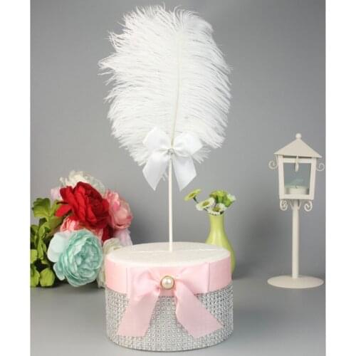 Colorful Feather Cake Topper Insert Cards Decorations For Wedding Party