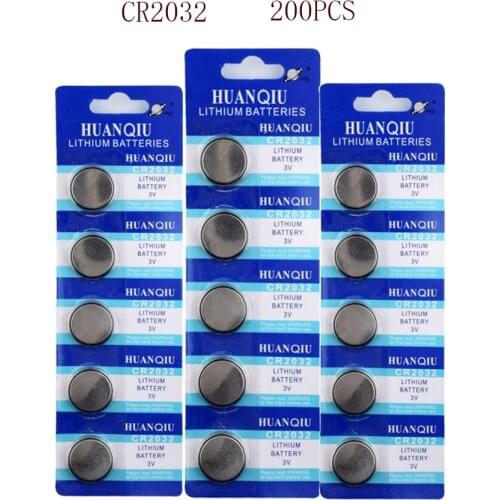 200PCS CR2032 Button Batteries BR2032 DL2032 ECR2032 Cell Coin Lithium Battery 3V CR 2032 For Watch Electronic Toy Remote