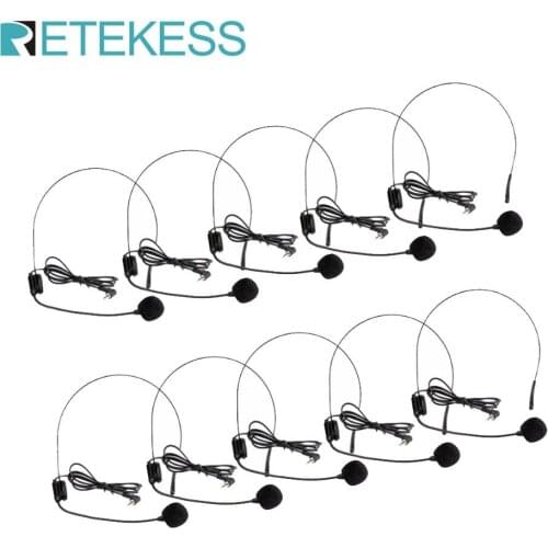 Retekess 10pcs Mini Headset Microphone Condenser MIC For Voice Amp flifier Speaker Wireless Tour Guide System Best F4512A