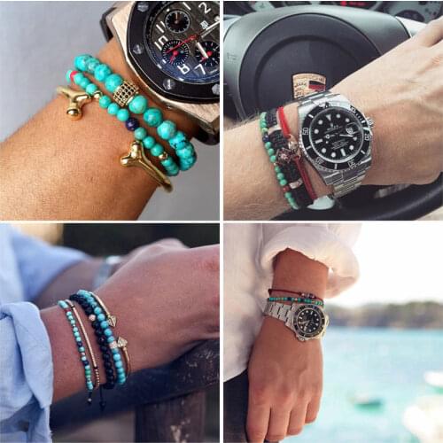Fashion Natural Stone Charm Bracelets Gold Color Beads Bracelets For Women Men Jewelry Pulseira Masculina