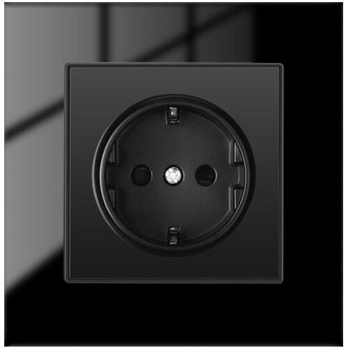 EU Standard Electrical Wall Charger Power Socket,16AElectrical Outlet 86mm * 86mm,Crystal Glass Panel wall socket,110- 250V