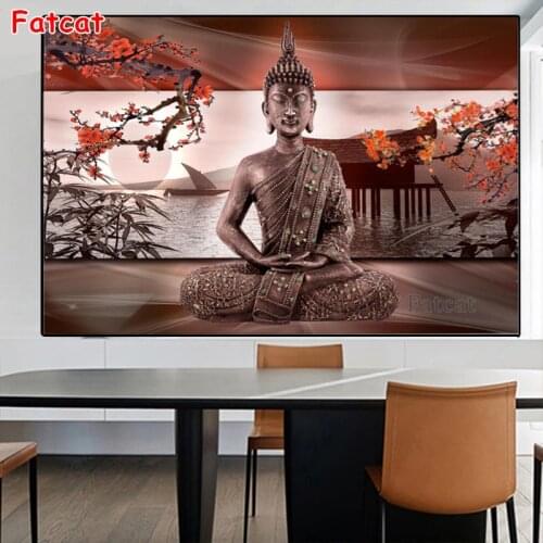 New 5d Magnolia buddha zen Diamond Paintin full round Diamond embroidery 5d diy diamond square chinese Fengshui Painting PP1636