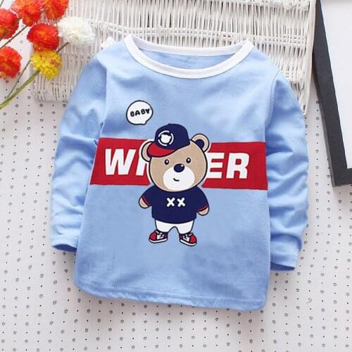 2020 Spring Childrenswear New Products Children Base Shirt Pure Cotton Cartoon Crew Neck BABY Top BOY Long-sleeved T-shirt