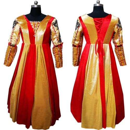 2020 New gold victorian Halloween Cosplay dress Colonial Georgian Renaissance Gothic Historical dress D-513