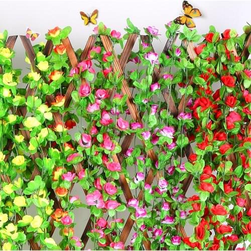 New 8 Colors Stlying Artificial Plant Wedding Flower Vine Ivy Garland Vine Leaf Simulation Rattan Party Home Garden Hotel Decor