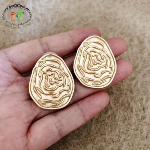 F.J4Z New Big Geometric Earrings Trendy Vintage Irregular Top Statement Stud Earrings For Party Jewelry Dropship