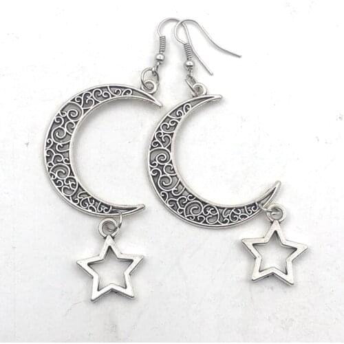 Crescent earrings mysterious gothic jewelry moon witch celtic pagan viken moon god moon phase witch goddess fashion woman gift