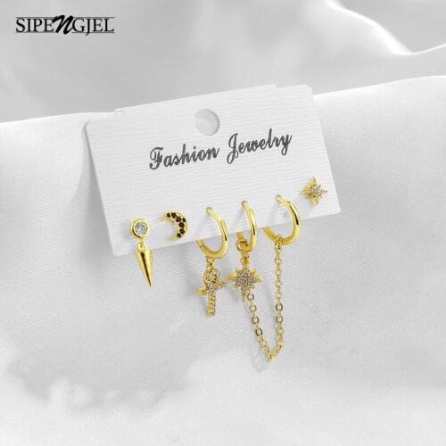 New Fashion Charm Cross and star Earrings Sets High Quality Cute Moon Star set Earrings For women Korean Fashion Jewelry 2020