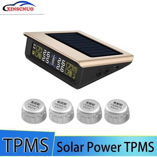 TPMS Car Tire Pressure Monitoring System LCD Display 4 External Sensors Auto Alarm System Solar Energy Diagnostic Tool