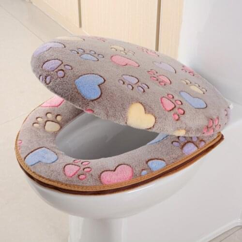Thick Coral velvet luxury toilet Seat Cover Set soft Warm Zipper One / Two-piece toilet Case Waterproof Bathroom WC Cover
