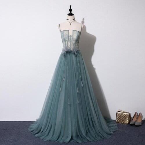 Elegant Evening Dress The Party Prom Floor-length Spaghetti Strap Vintage Evening Dresses Luxury Lace Prom Dresses