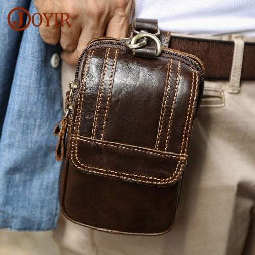 JOYIR Genuine Leather Vintage Waist Packs Small Hook Bum Bag Fanny Waist Bag Belt Pack Cigarette Case Waist Pouch Bag for Phone