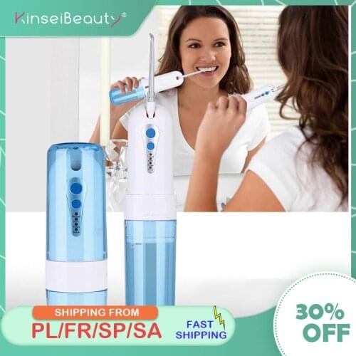 Water Flosser Dental Oral Irrigator Dental Water Jet Teeth Cleaner Travel Foldable 5 Jet Tips 4 Modes 300ml Tank