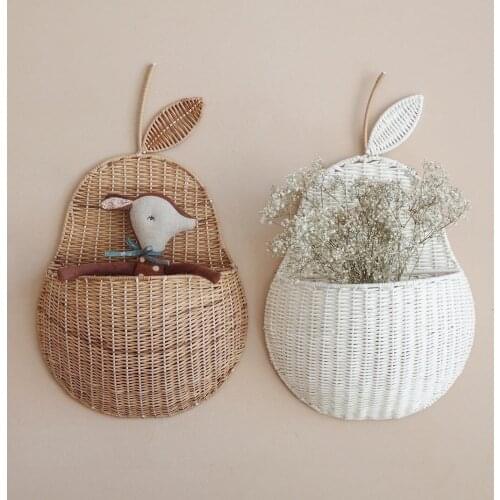 Apple Pear Storage Basket rattan wall hanging storage basket childrens room decoration photography props