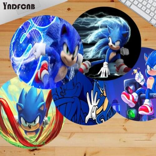 YNDFCNB In Stocked Sonic anime Customized laptop Gaming round mouse pad Anti-Slip Laptop PC Mice Pad Mat gaming Mousepad