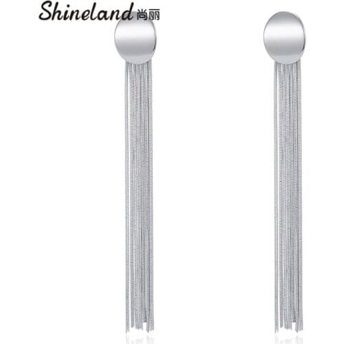 Shineland Statement Long Tassel Women trendy bijoux Alloy Chain Dangle Drop EarringFashion Wedding Party pendientes mujer