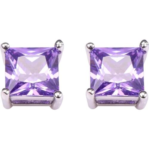 New Arrival Purple Crystal Zircon Women Earrings 925 Sterling Silver Free Shipping Newest Fashion Jewelry Earrings PE44