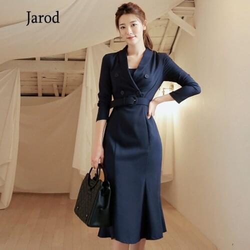High quality 2021 Autumn Business Women Office OL Formal Long Sleeve double-breasted Bodycon Slim Work Dress