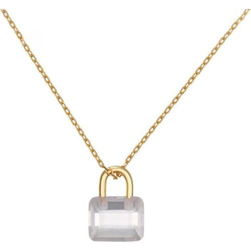 925 Silver Necklace Zircon Lock Jewelry Minimalism Pendants Chocker Kolye Vintage Collier Bijoux Femme chain necklace for women