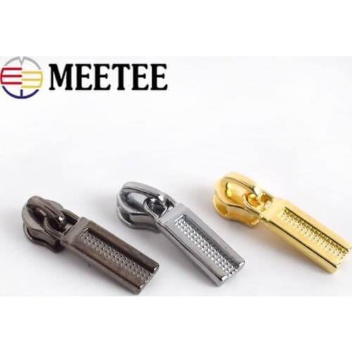Meetee 20pcs 26X6mm 3# Zipper Silder for Nylon Zippers Alloy Zips Puller Head Jackets Clothes Zip Repair Kit DIY Bag Accessories