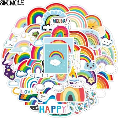 50PCS Cute Rainbow Bridge Clouds Stickers DIY Skateboard Fridge Guitar Travel Snowboard Luggage For Kid Toys Graffiti Sticker F5