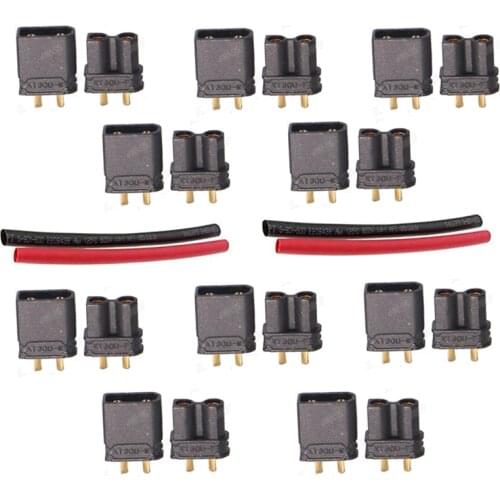Amass 10 Pairs XT30 XT30-U Male Female Bullet Connectors Power Battery Plugs with Heat Shrink for RC Lipo Battery