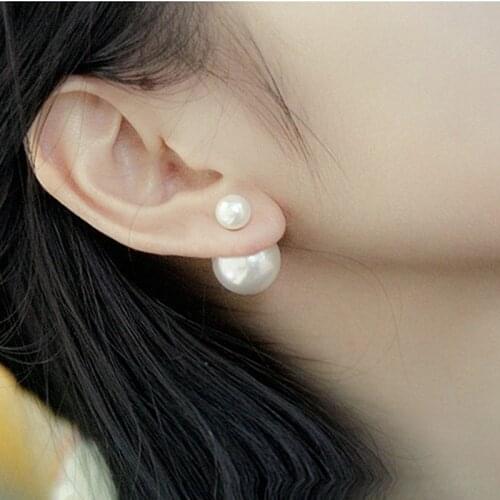 2021 fashion temperament pearl earrings size double-sided pearl earrings women wild earrings women small jewelry woman