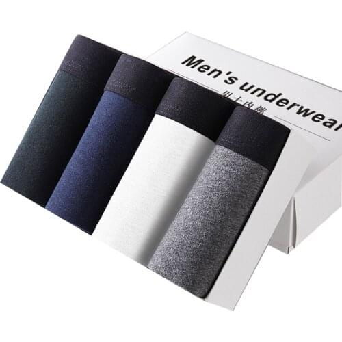 4Pcs/Lot Mens Panties Boxer Print Underwear Cotton Shorts For Male Couple Sexy Set Calecon Large Size Underpants L-3XL