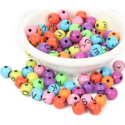 50Pcs Mixed Round Colorful Letter Acrylic Bead For Jewellery Marking Loose Spacer Bead Bracelet Necklace Charm Jewelry Finding