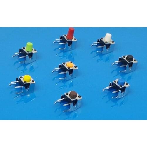 5000pcs Colorful 6*6 Series tact push button switch with Stand Horizontal DIP 2p orange white red green blue brown yellow 6X6