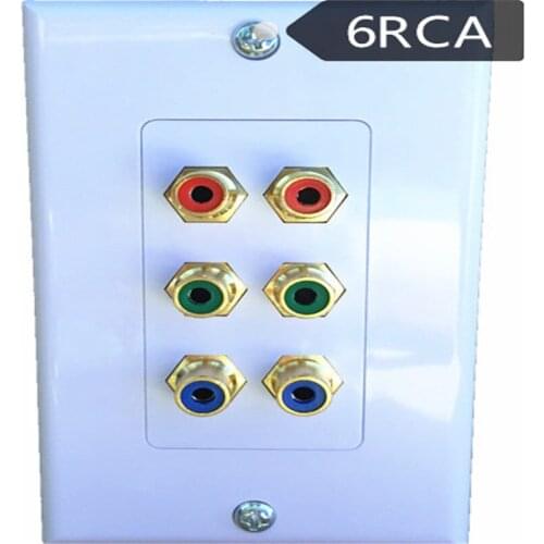 6RCA AV Wall Plate Composite Video Audio Adapter Jack Outlet Panel HDTV ABS