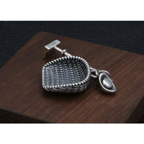 925 Sterling Silver dustpan rake men women pendant Charm jewelry A4757