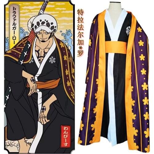 One Piece Trafalgar Law Cosplay Costume Robe Japanese Kimono Halloween Carnival Costume Suit Outfit