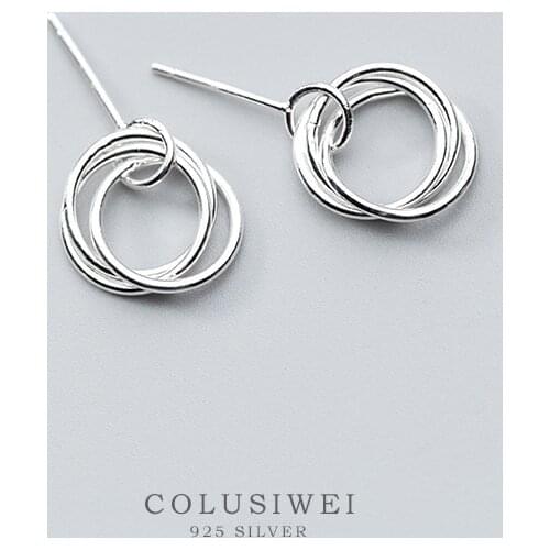 Colusiwei Simple Round Circle Drop Earrings for Women 925 Sterling Silver Geometric Drop Earrings Female Fashion Bijoux 2020