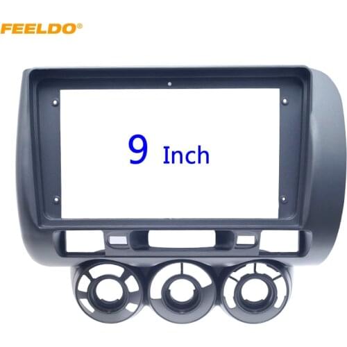 FEELDO Car 2Din Dash Fascia Frame Kit For Honda Fit City Jazz 2006 (RHD) 9" DVD Panel Frame Bezel Installation Trim Kit #HQ6293