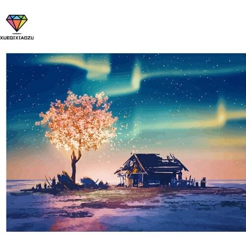 XUEQIXIAOZU 5D DIY Painting Full Round Diamond Pretty Beautiful View Picture Cross Stitch Mosaic Picture Rhinestones Embroidery