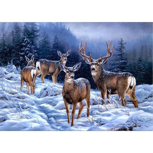 LI LOYE New 5D Diamond Embroidery Icon DIY Diamond Painting Cross Stitch Full Rhinestone Mosaic Snow Deer Decor Pattern FZ634