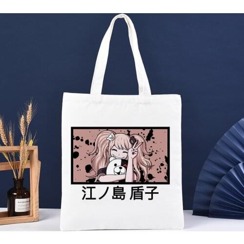 Nagito Komaeda Cotton Reusable Shopper Recycle Bag Handbag Danganronpa Shopping Bag Ouma Kokichi Sacola Tote Jute Sac Toile