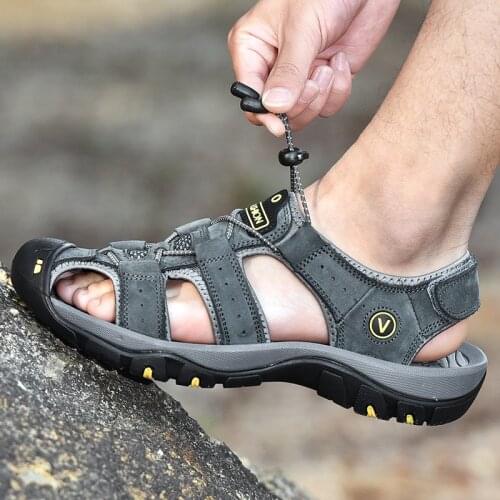 MIXIDELAI Genuine Leather Men Shoes Summer New Large Size Mens Sandals Men Sandals Fashion Sandals Slippers Big Size 38-47