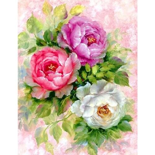 Flower Rose DIY Embroidery Cross Stitch 11CT Kits Craft Needlework Set Printed Canvas Cotton Thread Home Decoration For Living