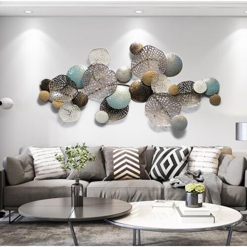 New Chinese Style Light Luxury Iron Art Wall Hanging Wall Decoration Metope A Living Room Ornament Background Metal Wall