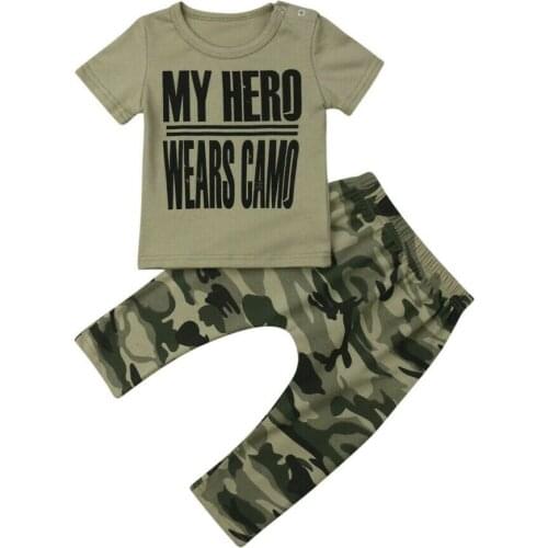 Hot Cute Newborn Unisex Baby Boys Girls 2019 Summer Camo Tops T-shirt Shorts 2Pcs Outfits Sets Clothes Sunsuit