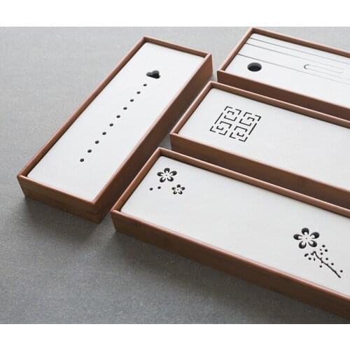 Simple Bamboo Ceramics Tea Tray Drainage Water Storage Kung Fu Hollow Tea Set Room Board Table Chinese Tea Cup Ceremony Tools